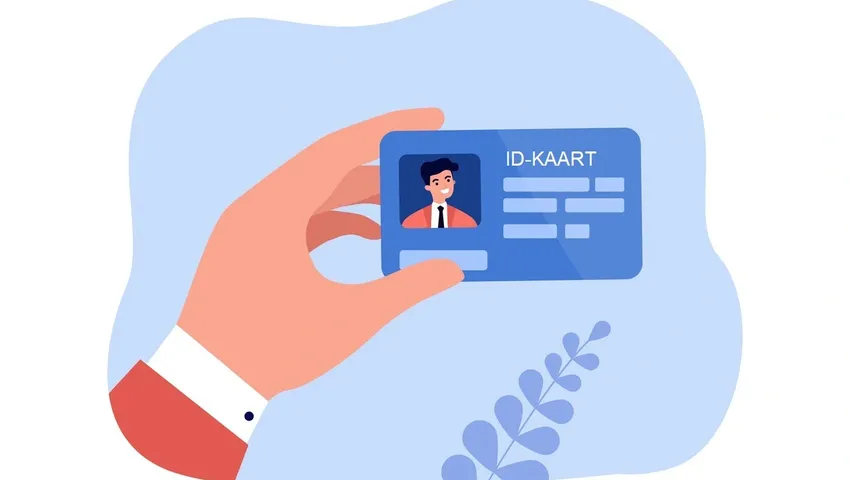 Illustratie van een hand die een ID kaart omhoog houdt